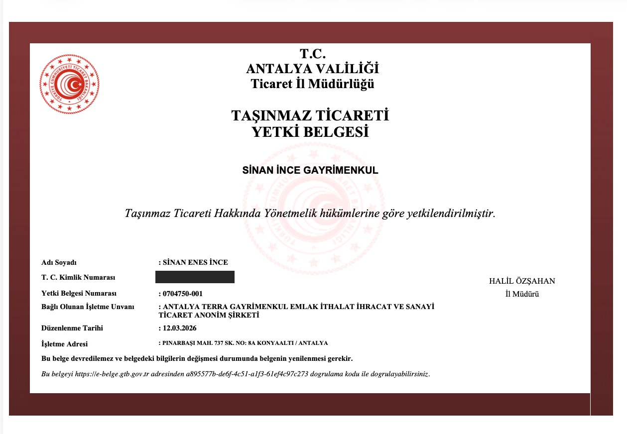 Taşınmaz Ticareti Yetki Belgesi